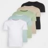 Pier One Hombre 5 PACK - Camiseta Básica - White/beige/black