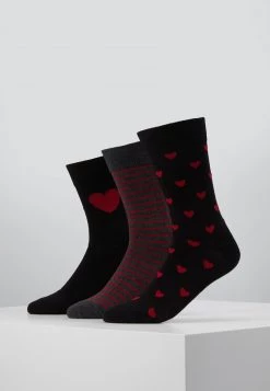 Pier One Hombre VALENTINES 3 PACK - Calcetines - Black/dark Red