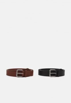 Pier One Unisexo UNISEX 2 PACK - Cinturón - Cognac/black