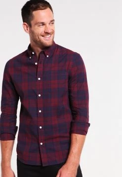 Pier One Hombre Camisa - Dark Blue/bordeaux