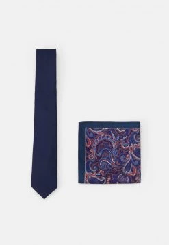 Pier One Hombre SET - Corbata - Dark Blue/bordeaux