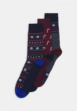Pier One Hombre XMAS GIFT BOX 3 PACK - Calcetines - Dark Blue/bordeaux/red