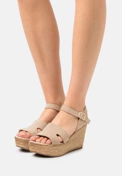 Pier One Mujer LEATHER - Sandalias Con Plataforma - Beige