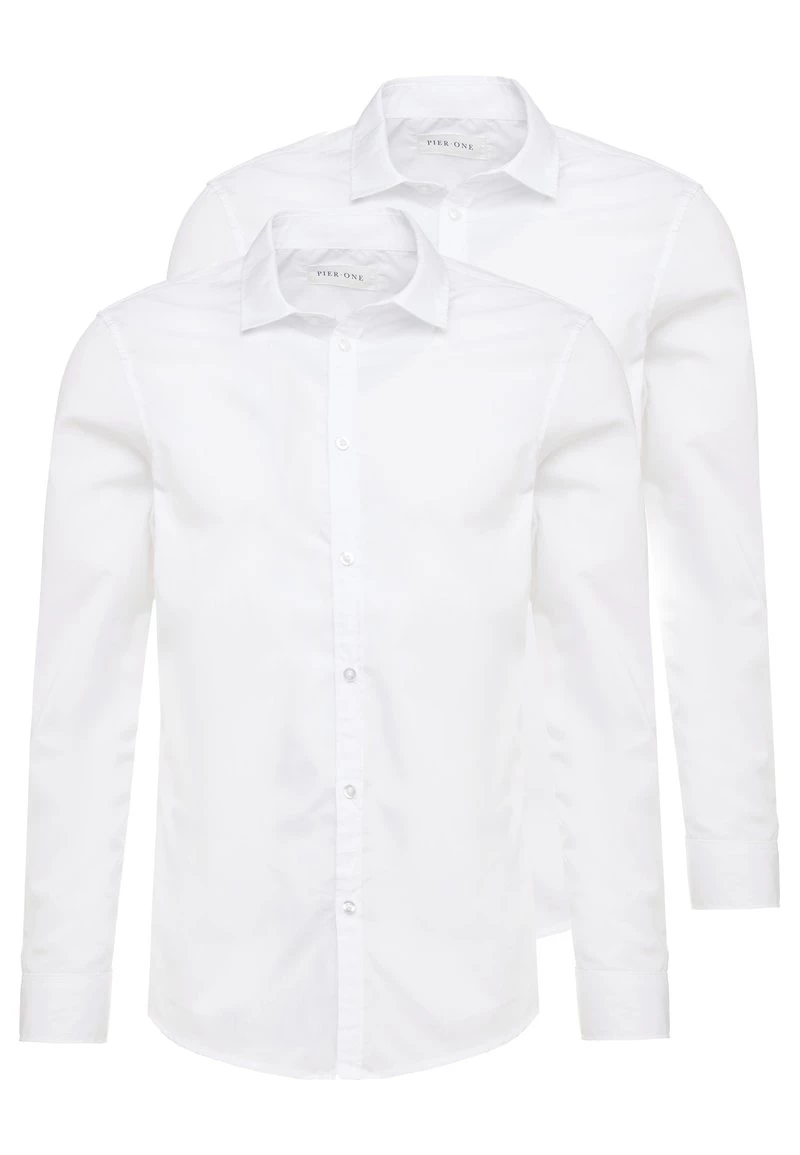 Pier One Hombre 2 PACK - Camisa Elegante - White 7 Pier One Hombre 2 PACK - Camisa Elegante - White - Imagen 5