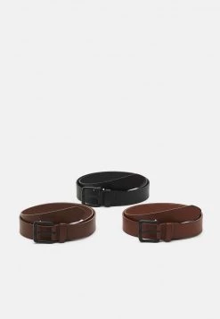 Pier One Unisexo 3 PACK UNISEX - Cinturón - Black/brown /cognac