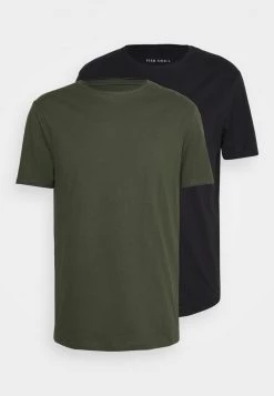 Pier One Hombre 2 PACK - Camiseta Básica - Black/khaki