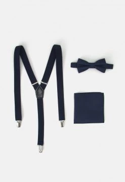 Pier One Hombre SUSPENDER/HOSENTRÄGER SET - Pañuelo De Bolsillo - Dark Blue