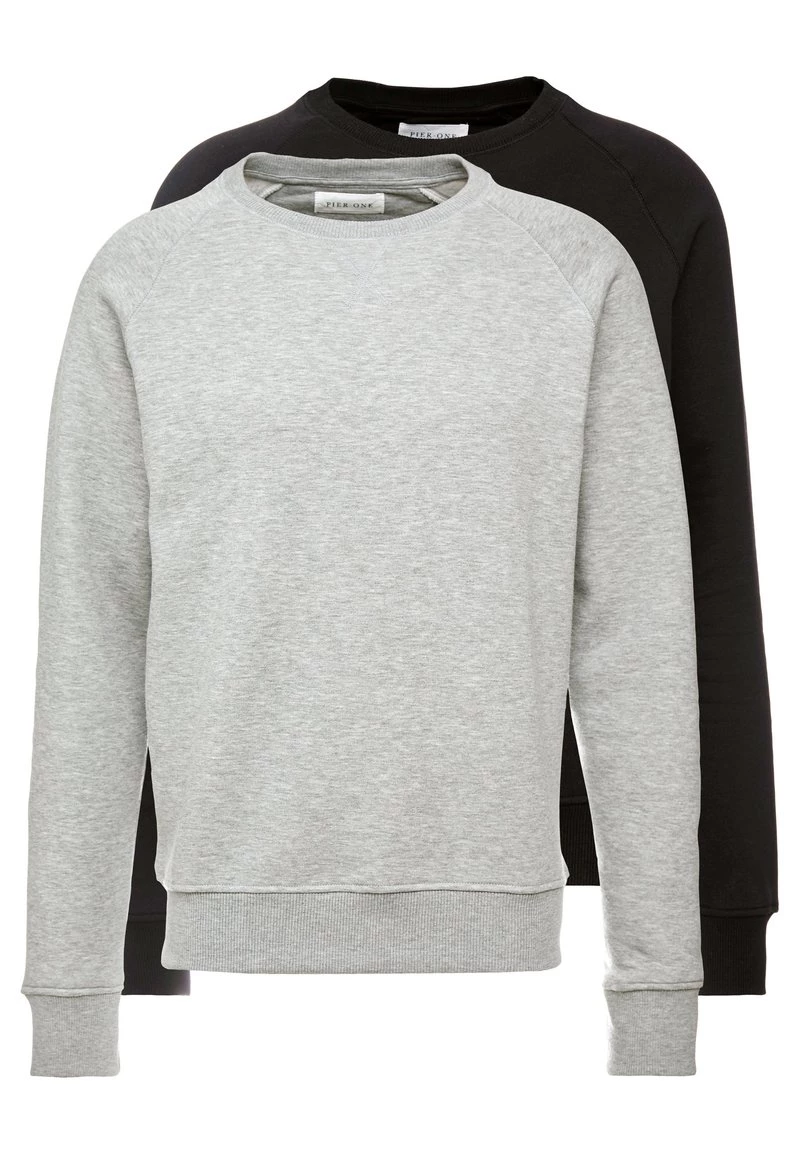Pier One Hombre 2er Pack CREW NECK - Sudadera - Mottled Light Grey/black 7 Pier One Hombre 2er Pack CREW NECK - Sudadera - Mottled Light Grey/black - Imagen 5